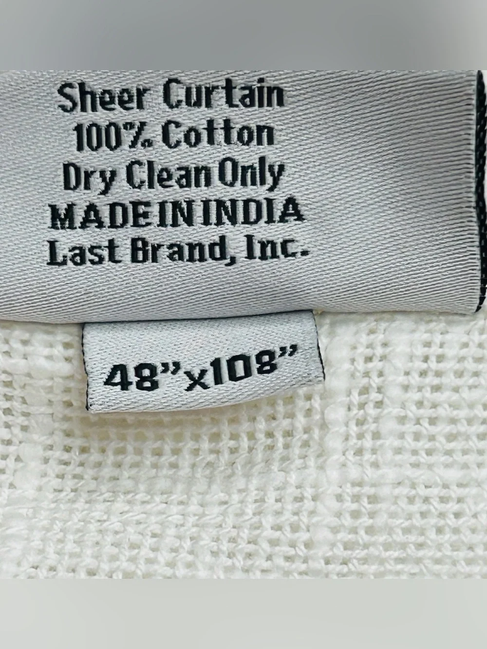 QUINCE Set Of 2 48x108 Cotton Sheer Curtains White 9735